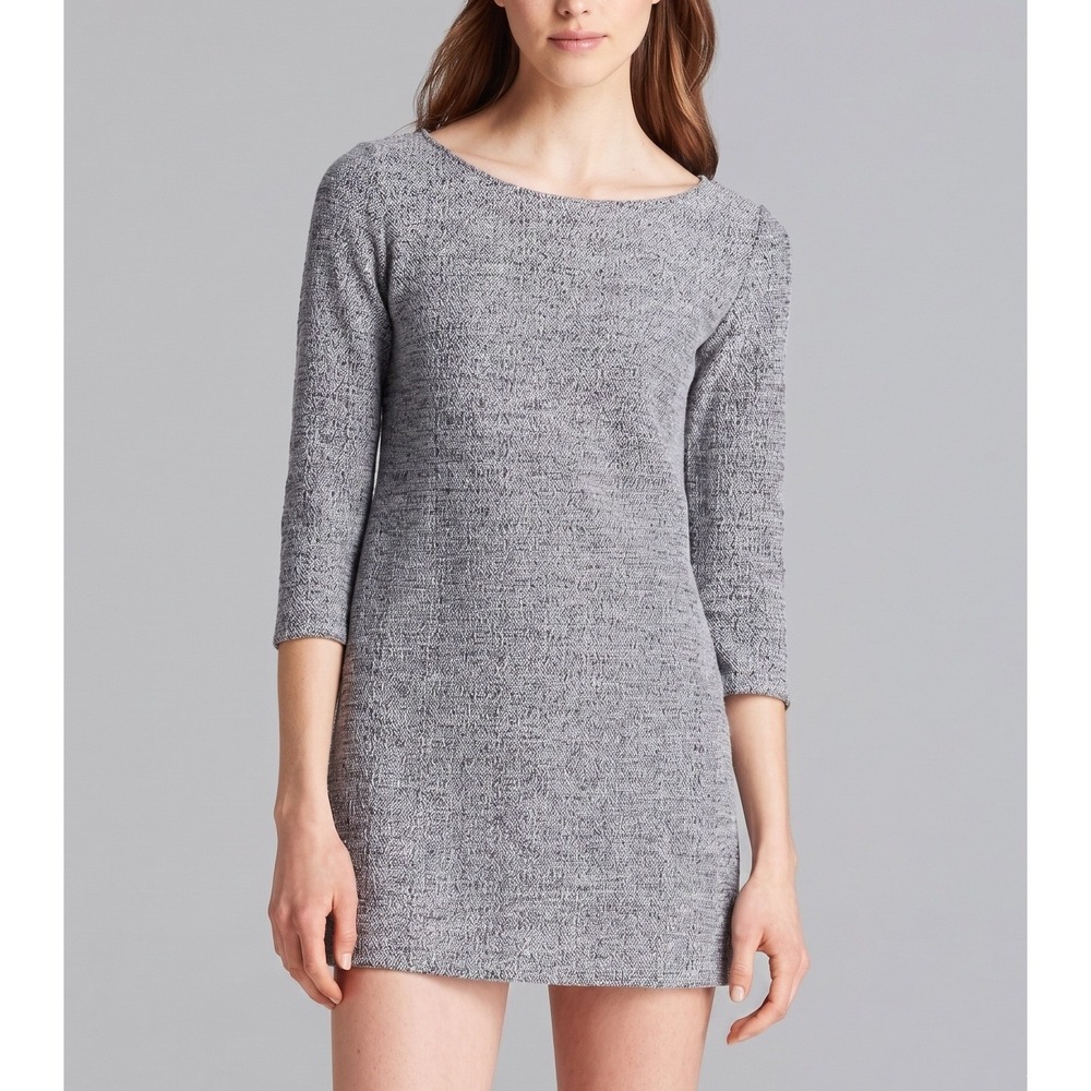 Theory Womens Large Shift Dress Tweed Mimi H Plentiful 3/4 Sleeve Navy NEW $295‎